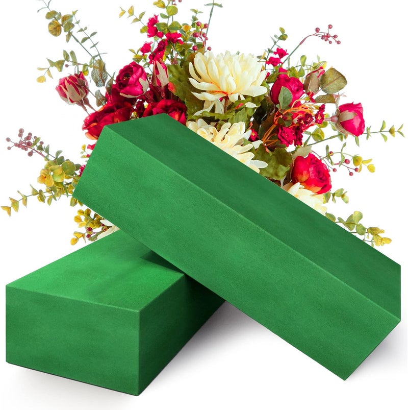 Max Shape Pack of 2 Large Size Floral Foam Blocks for Fresh and Artificial Flowers (9” L x 4” W), Wet Florist Foam Blocks for Wedding Holiday Decorations (2 Pack) - Image 1